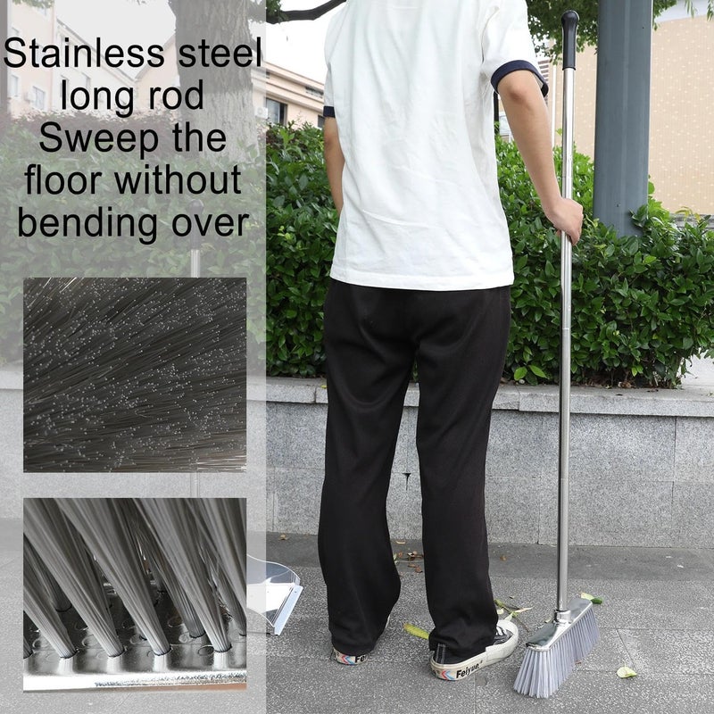 GLOHOO Indoor Soft Bristles Angle Sweeping Broom with Long Handle for Kitchen Hardwood Floor Cleaning (Broom) - Image 4